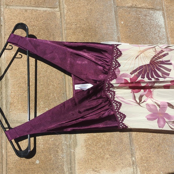 Luxe Satin Gown Sleepwear floral purple, Small Size. NWT - Picture 4 of 12